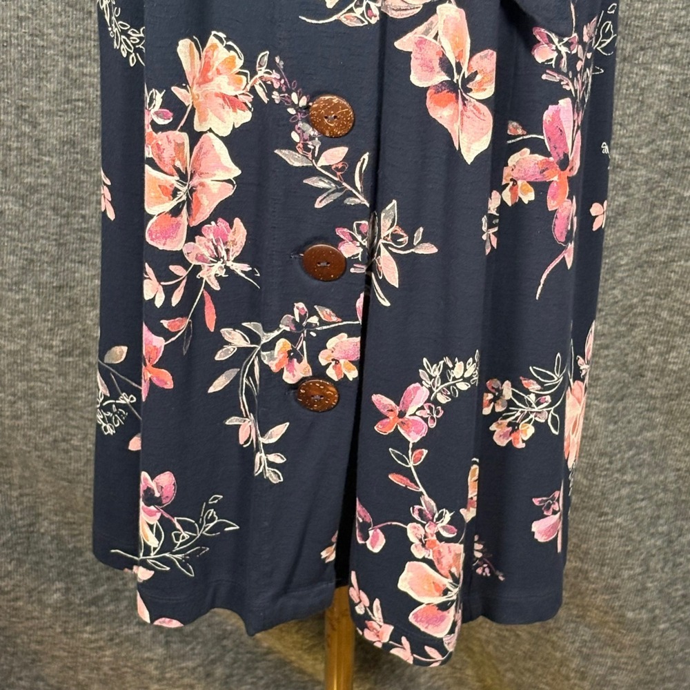 J.Jill Botanical Brunches Navy Blue Floral Button Front Midi Dress Medium - Picture 8 of 16